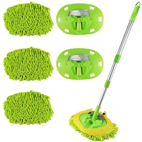 118CM Brosse Lavage Voiture Extérieur Telescopique de Nettoyage Kit,2 en 1 Brosse Telescopique de Nettoyage Camping Car, AVCE 3 Balai/2 Housse de Rechange, pour Caravane, Camion, Voitures (1/4)