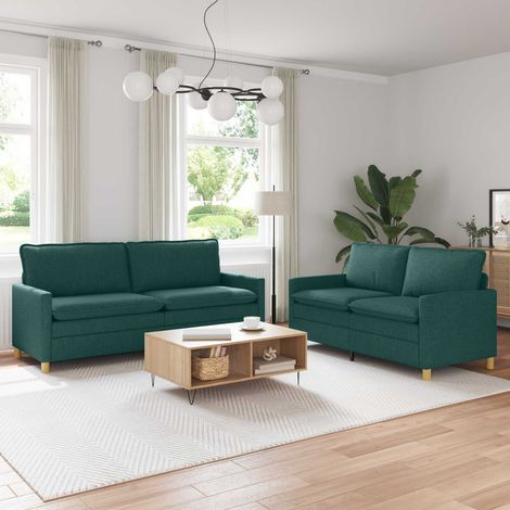 vidaXL Juego de Sofá 2 uds. Verde oscuro Tela (1/5)