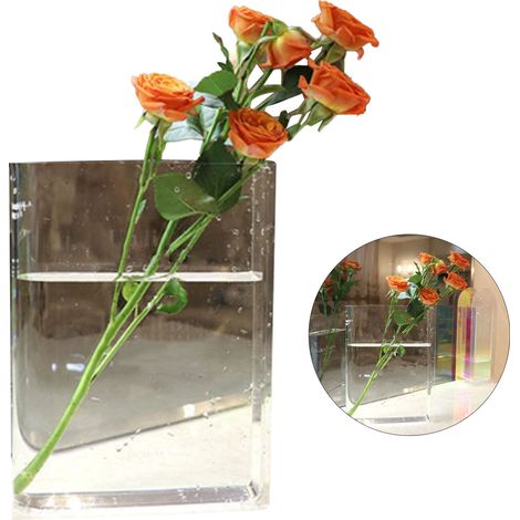 Buchförmige Blumenvase, ästhetische Raumdekoration, künstlerischer, kultureller Akzent, dekorative buchförmige Blumenvase für Zuhause, Schlafzimmer, Büro, transparent (weiße Schrift) (1/5)