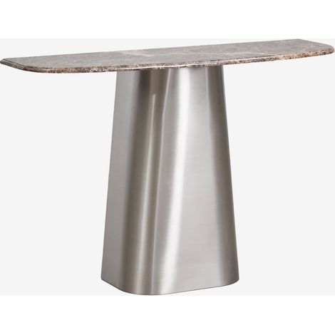 SKLUM Moreila Konsolentisch 120x40 cm aus Naturstein und Edelstahl                      Brauner Marmor Emperador             