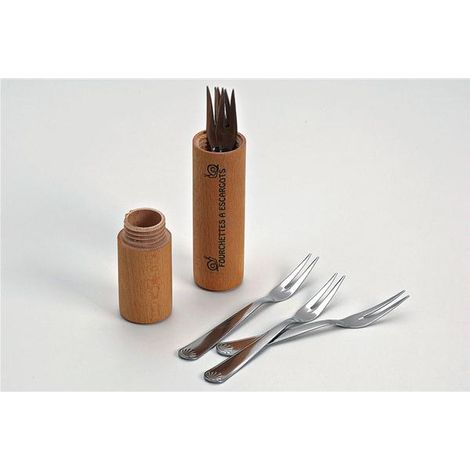Lot de 6 fourchettes à escargot avec fourreau - ROGER ORFEVRE