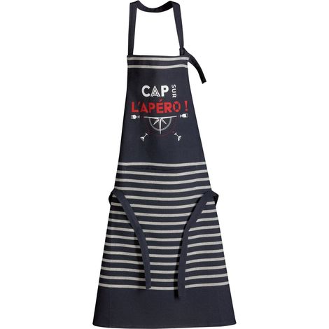Tablier de Cuisine Ajustable en Coton Recyclé Bleu Marine 72 x 90 cm - PANGIVO