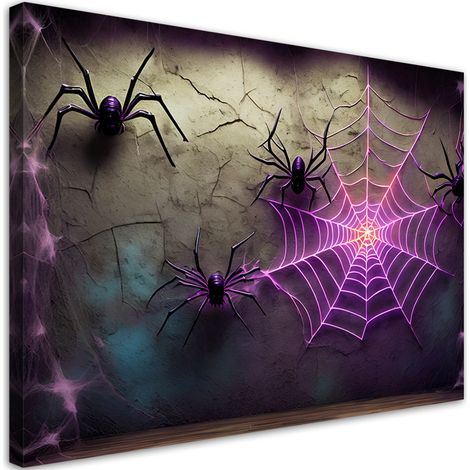 Tableau déco Toile d'araignée Néon Futuriste 60x40 (1/5)