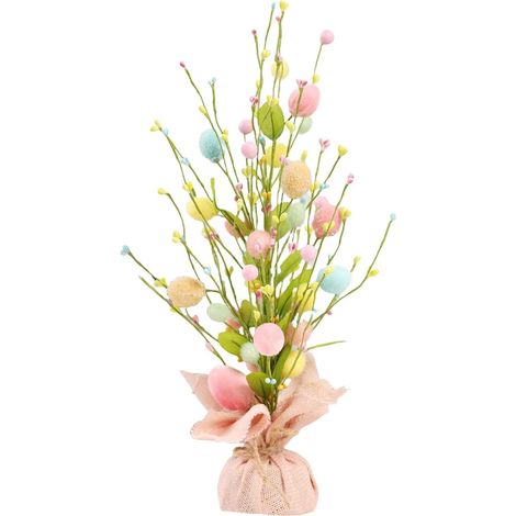 Arbre de Pâques Fleurs Artificielles Tiges Florales Printanières 45 Cm Décorations De Pâques Fleuries Pour Vase Bouquet Décoration Intérieure Maison Salon Chambre Cheminée Fête (1/5)