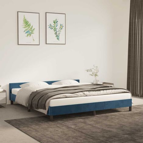 vidaXL Estructura cama con cabecero terciopelo azul oscuro 180x200 cm (1/5)