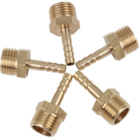 Male Barbillon Pipe Tail Connector 4 mm ID x 1/4 Inch NPT Pack of 5 (1/5)