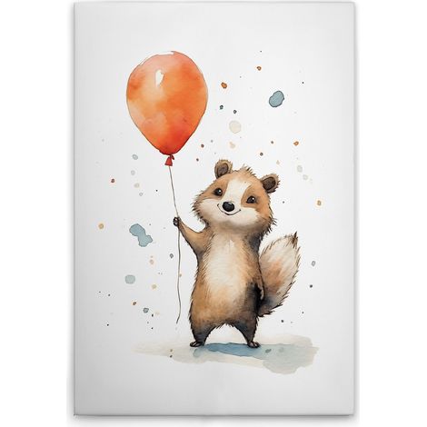 Leinwandbild Niedlicher Waschbär Orange M1-No.52189 - Kunstdruck auf Leinwand in Weiß Braun - Wandbild 30 x 45 cm (1/5)