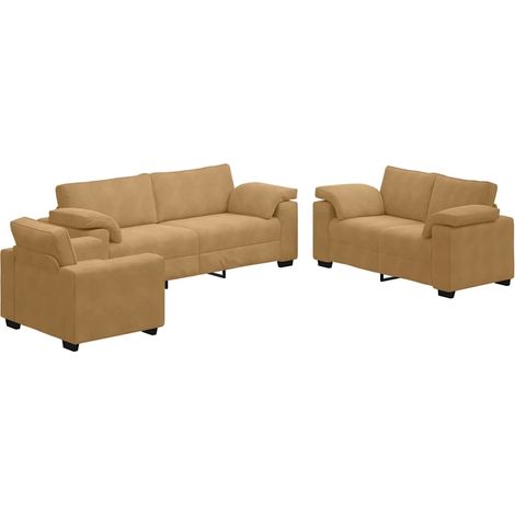 Set di Divani 3 pz con Cuscini Marrone in Velluto vidaXL (1/5)