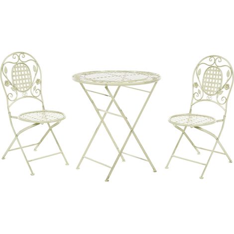 Conjunto de balcón hierro verde claro metal envejecido plegable mesa de centro de 2 plazas exterior resistente al óxido estilo retro francés Bivio