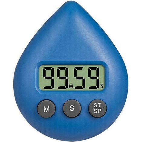 Minuteur numérique goutte d'eau, alarme de cuisine ou de bureau, compte à rebours, horloge électronique 4 couleurs bleues (1/5)
