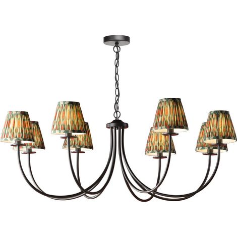 Dar Becca Suspension Becca à 8 lumières, noir mat avec abat-jour (1/5)