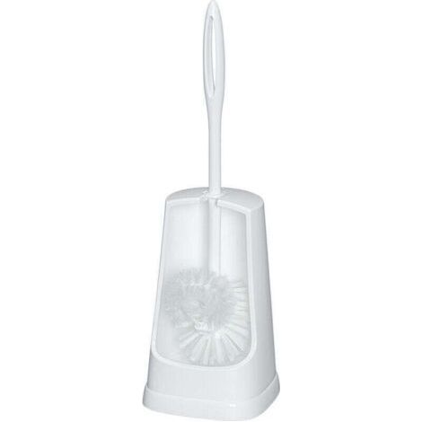 QORVA-Brosse WC Simple - brosse double, Excellent Rapport Qualité/Prix, Plastique, 12,5x40,5x12,5 cm, Blanc