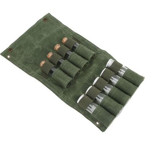 Sac de transport pliable pour épices avec 9 flacons, idéal pour randonnée barbecue voyage (1/5)