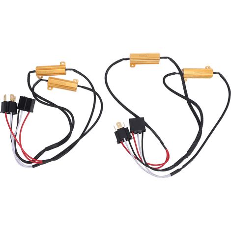 Coppia di resistori di carico per LED H4 9003 da 50W 6ohm, decodificatore anti-sfarfallio, adattatore per cablaggio relè per indicatori di direzione e luci diurne. (1/4)