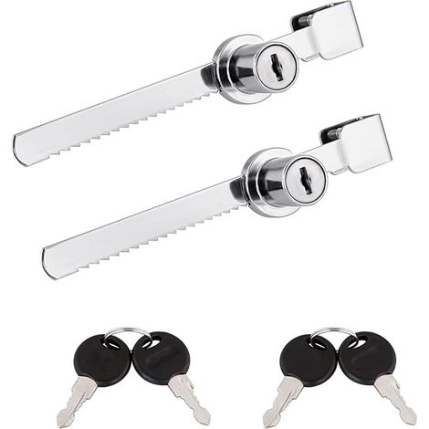 Sliding Glass Door Ratchet Lock, Drawer Display Case Showcase Security Locks, Sawtooth Lock, Chrome Finish, Fit Thickness 0.15"-0.3" (2 Pack) (1/5)