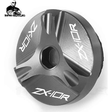 Für Kawasaki ZX10R ZX10RR 2016-2018 2019 2020 2022 ZX 10R/10RR ZX 10 R/RR Motorrad CNC-gefräster Öldeckel mit Schraube – ZX10R-Logo, grau