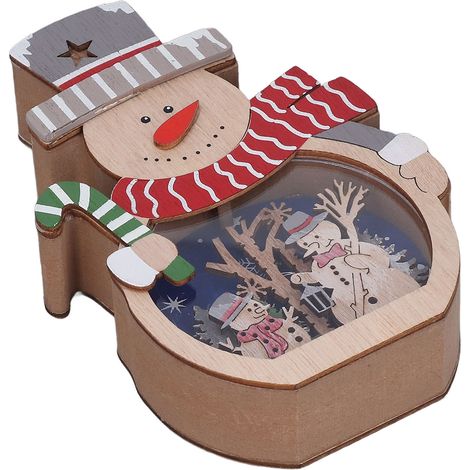 Ornement de Noël lumineux LED en bois, décorations et cadeaux pour vitrine d'hôtel, bonhomme de neige (1/5)