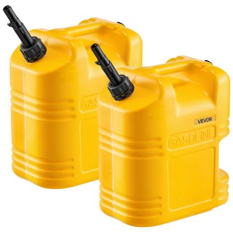 Bidón de Gasolina 19 L, Tanque de Combustible de HDPE y PP, con Pico y Escala, Caudal Máximo de 15 L/min, a Prueba de Fugas, para la Mayoría de Autos, Motocicletas, ATV, UTV, Amarillo, 2 Piezas (1/5)
