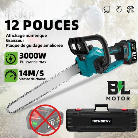 Motosega elettrica senza spazzole da 12 pollici Display a LED Cordless Taglio del legno Sega da giardino per Makita 18-21V Batteria Pin, Senza batteria