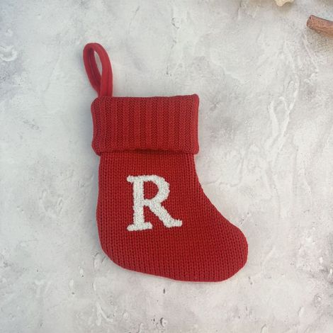 Chaussette De Noël En Laine - Décoration De Cheminée Et Arbre De Noël - Motif Lettre - Taille 18 X 15 X 2 Cm - 1 Pièce (1/3)