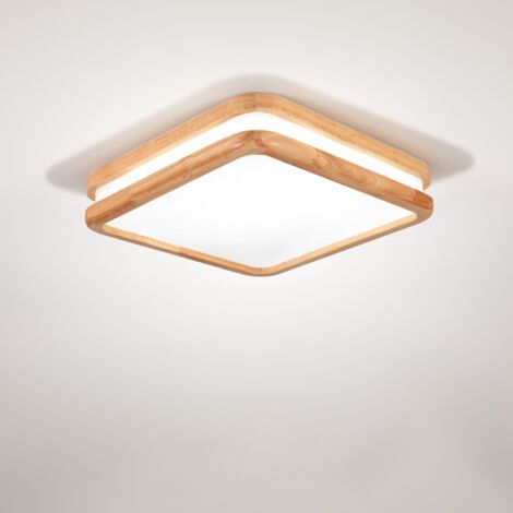 royaluxe- Lampe De Plafond Carré En Bois Plafonnier Moderne Plafonnier Intérieur Luminaire Plafonnier Led Pour Chambres À Coucher,Salons Couloirs 6000K