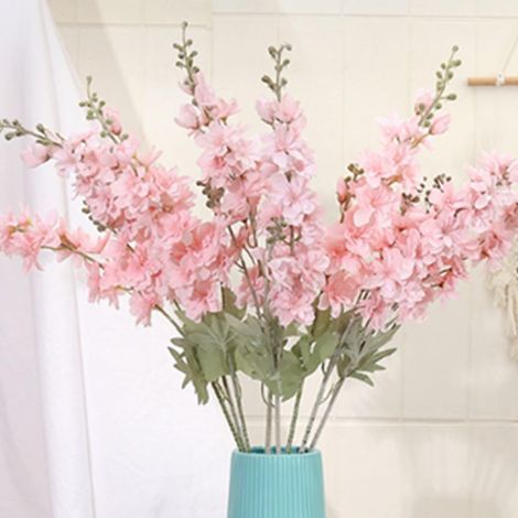 Lot de 6 Fleurs artificielles en Soie Delphinium de 85,1 cm - Fleurs artificielles à Tige Longue pour Grand Vase, décoration de Maison, de fête de Mariage (Rose) (1/5)