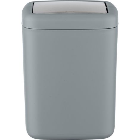 WENKO Schwingdeckeleimer Barcelona S Grau, Spezialkunststoff, absolut bruchsicher, 3 Liter, Grau, Kunststoff (TPE) grau (1/4)