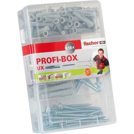 Boîte de 118 chevilles + vis & crochets tous matériaux FISCHER 518526 nylon UX - Ø6-8 mm