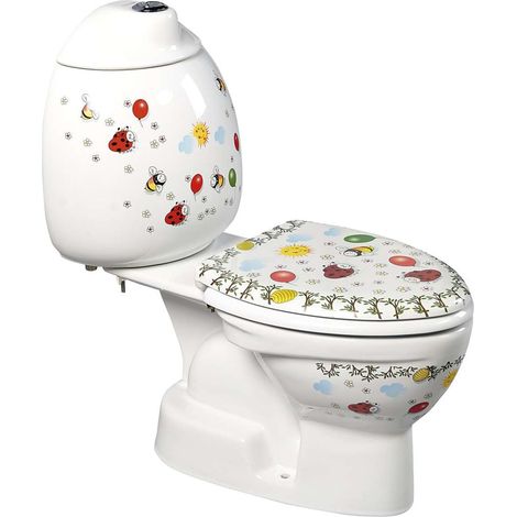 Sapho Kid - Inodoro completo para niños con cisterna y desagüe inferior, estampado en color CK301.400.0F (1/5)