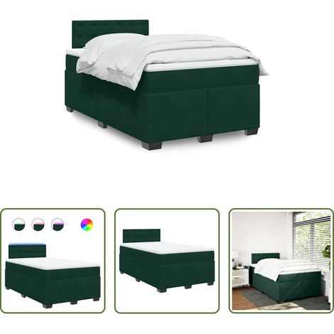 vidaXL Surmatelas - Sommier à lattes de lit et matelas Vert foncé 120x200cm Velours (1/5)