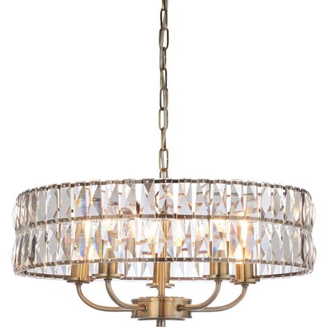 Endon Clifton Lampe suspendue à 5 bras multiples en laiton antique