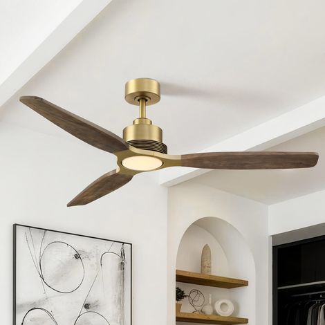 Parrot Uncle Deckenventilator mit Licht 122 cm, LED Deckenventilator mit 3 Holzflügeln und leisem DC-Motor, dimmbare Beleuchtung mit einstellbarer Farbtemperatur für Schlafzimmer Wohnzimmer (1/5)