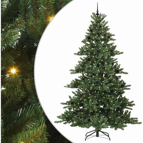 Artificial Hinged Christmas Tree with 300 LEDs 240 cm PVC vidaXL