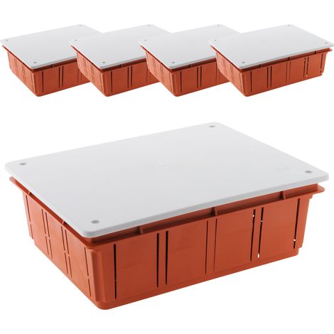 Lot de 5 boîtes de dérivation à encastrer 196 x 152 x 70mm - Rouge - Zenitech (1/5)