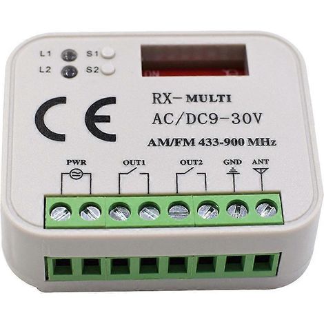 Garage Door Remote Control Receiver 2Channel Controller Switch for 433 868 MHz mitter RX Multi White (1/5)