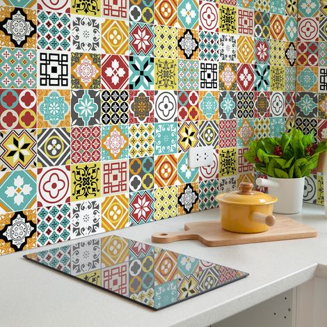 Sticker Mural Carrelage adhésif Cuisine Salle de Bain - 30 STICKERS CARREAUX DE CIMENT NINOS - 30stickers15x15cm (1/5)