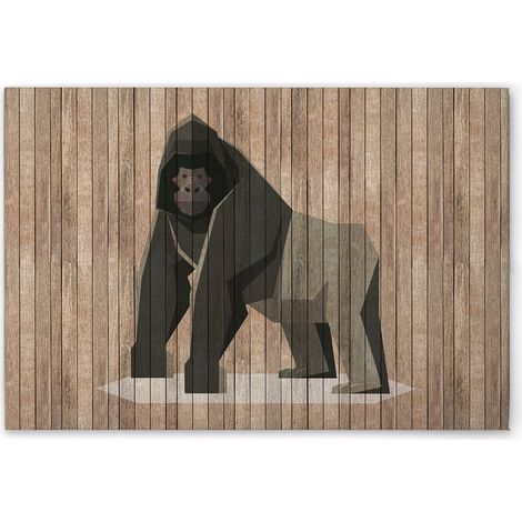 Leinwandbild Holzoptik Gorilla M1-No.50960 - Kunstdruck auf Leinwand in Braun Grau - Wandbild 120 x 80 cm (1/5)