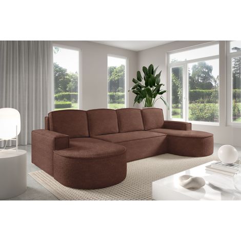 Sofello Ecksofa Molly U-Form mit abgerundeter Form in Creme Rostig Gruen Boucle - trendige abgerundete Form Neuheit 2025 (mit Schlaffunktion) (1/5)