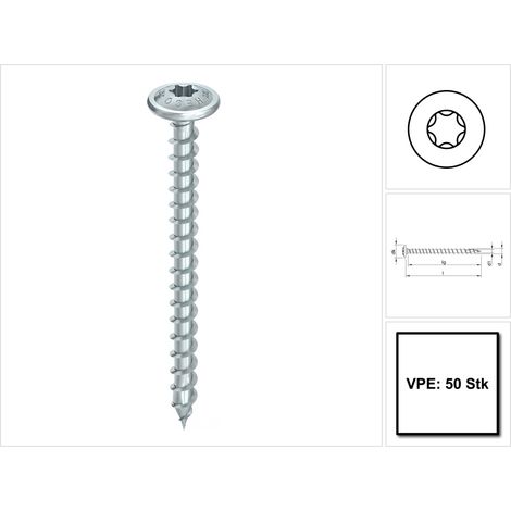 HECO TOPIX-plus 8,0 x 80, Tellerkopf, T-Drive, Vollgewinde, verzinkt blau, A3K