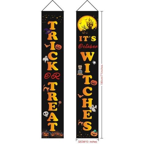 Bannière de porte d'entrée d'Halloween, VIPITH à suspendre, décoration d'Halloween, fê décoration intérieure ou extérieure-W02 (1/3)