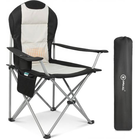 HOMECALL Campingstuhl Hochlehner Klappstuhl Gepolstert Faltsessel Gartenstuh Angelstuhl(Bis 150KG, mit hoher Rückenlehne Armlehne Getränkehalter, 1 St), für Camp Garten Balkon (1/5)