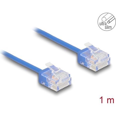 Delock Cable de red RJ45 Cat.6 UTP Ultra Slim 1 m azul con enchufes cortos