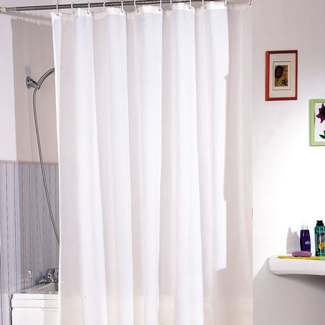 Cortina de ducha Poliéster 180x200cm Blanco - Anillas incluidas MSV (1/5)