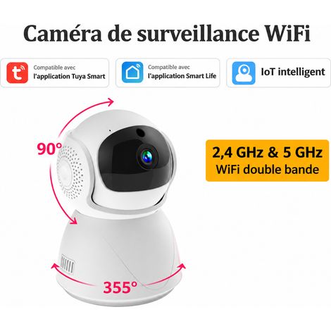 Caméra de surveillance dôme connectée WiFi 2,4 GHz 2 MP avec carte TF 128 Go et zoom 3,6x tuyasmart app 2.4 128g 12 × 8 × 8 cm 350 g – Livraison gratuite