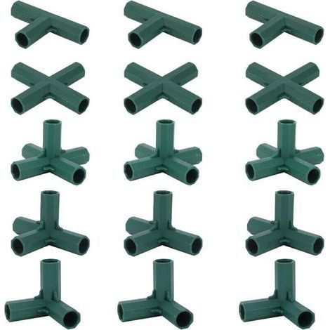 Lot de 15 Connecteurs De Cadre De Serre, Connecteurs d'angle pour Cadre De Jardin Tige d'hélice de 16 mm 4 Types de Support Stable Robuste pour Serre (1/5)