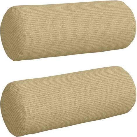 Coussins décoratifs, 2 pièces, gris-vert, 15 x 40 cm de diamètre (1/5)