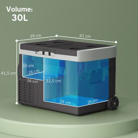 Glacière à compresseur 30 litres, glacière électrique avec LED, mode ECO, connexion, fonction maintien au frais, noire