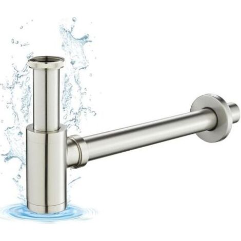 Siphon Universel pour Lavabo, Siphon 1 1/4, Syphon Anti-Odeur avec Orifice de Nettoyage, Bonde de Lavabo Réglable, Chromé (1/4)