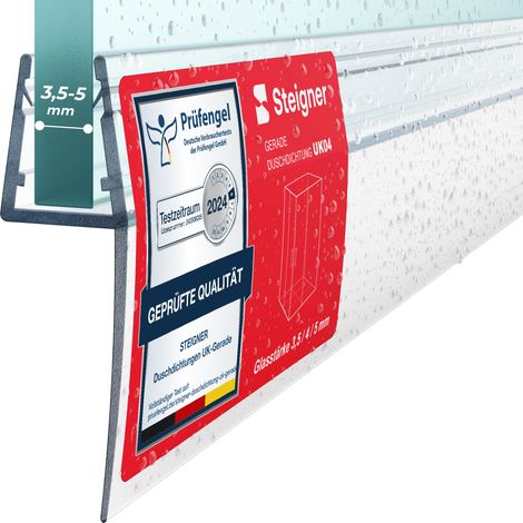 Steigner â€“ Joint d'Ă©tanchĂ©itĂ© pour paroi en verre 100cm â€“ PVC translucide pour verre 3,5/4/5mm â€“ Installation rapide sans colle â€“ Pour cabines rectangulaires