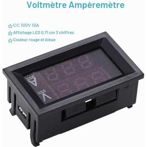 Lot de 3 voltmètres-ampèremètres numériques 0,28" (7,1 mm), testeurs de tension et de courant CC 100 V 10 A, affichage LED 3 bits (1/4)